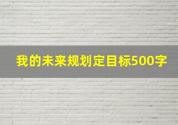 我的未来规划定目标500字