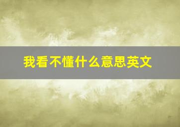 我看不懂什么意思英文