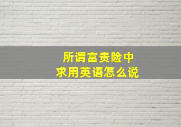 所谓富贵险中求用英语怎么说