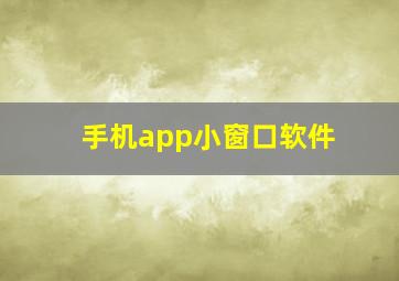 手机app小窗口软件