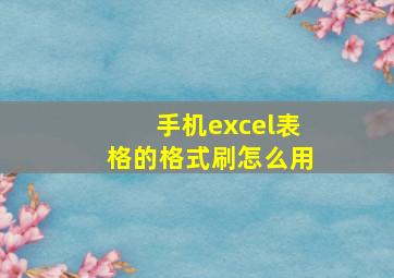 手机excel表格的格式刷怎么用