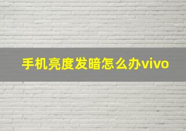 手机亮度发暗怎么办vivo