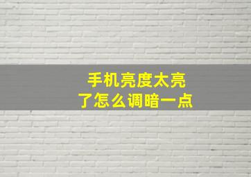 手机亮度太亮了怎么调暗一点