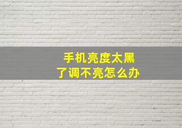 手机亮度太黑了调不亮怎么办