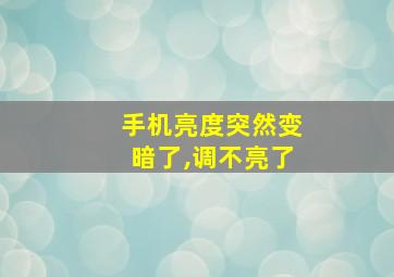 手机亮度突然变暗了,调不亮了