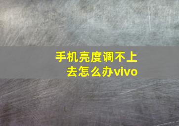 手机亮度调不上去怎么办vivo