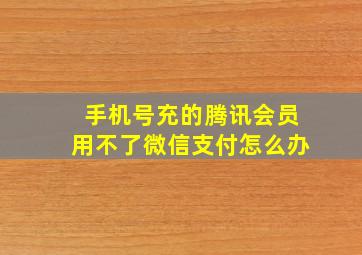 手机号充的腾讯会员用不了微信支付怎么办