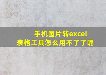 手机图片转excel表格工具怎么用不了了呢