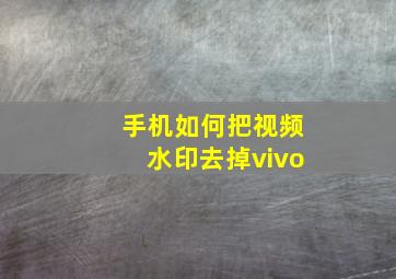 手机如何把视频水印去掉vivo