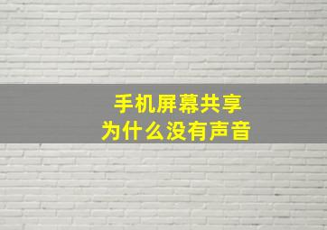 手机屏幕共享为什么没有声音