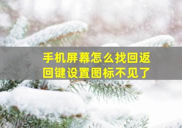 手机屏幕怎么找回返回键设置图标不见了