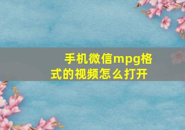 手机微信mpg格式的视频怎么打开