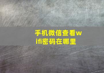 手机微信查看wifi密码在哪里