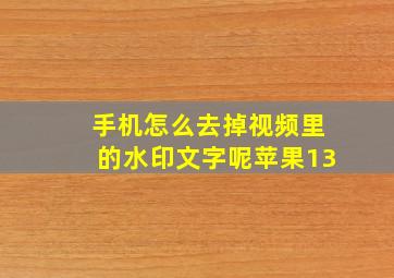 手机怎么去掉视频里的水印文字呢苹果13