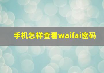 手机怎样查看waifai密码