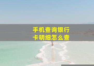 手机查询银行卡明细怎么查