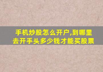 手机炒股怎么开户,到哪里去开手头多少钱才能买股票