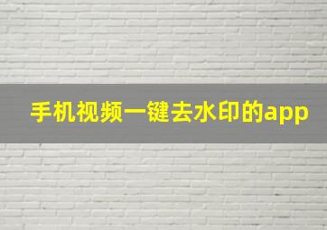 手机视频一键去水印的app