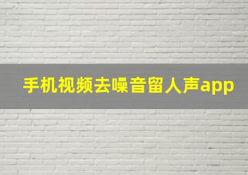 手机视频去噪音留人声app