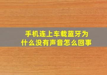 手机连上车载蓝牙为什么没有声音怎么回事