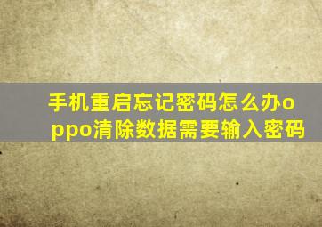 手机重启忘记密码怎么办oppo清除数据需要输入密码