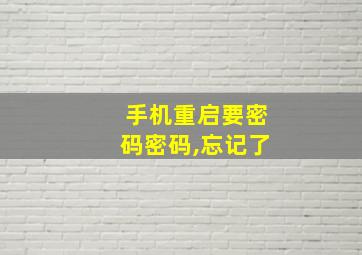 手机重启要密码密码,忘记了