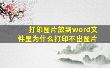 打印图片放到word文件里为什么打印不出图片