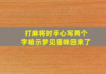 打麻将时手心写两个字暗示梦见猫咪回来了