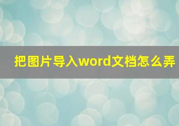 把图片导入word文档怎么弄