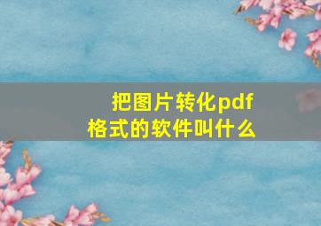 把图片转化pdf格式的软件叫什么