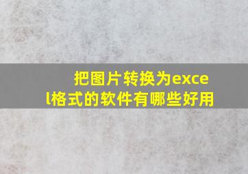 把图片转换为excel格式的软件有哪些好用