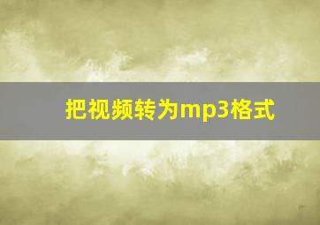 把视频转为mp3格式