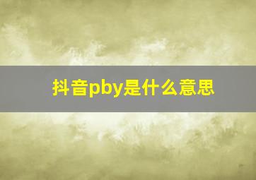 抖音pby是什么意思