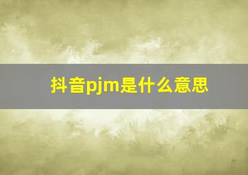 抖音pjm是什么意思