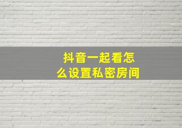 抖音一起看怎么设置私密房间