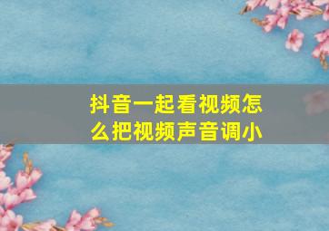 抖音一起看视频怎么把视频声音调小