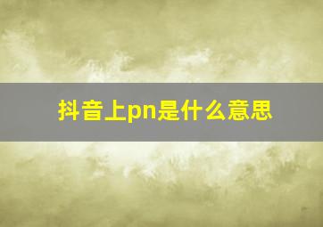 抖音上pn是什么意思