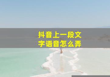 抖音上一段文字语音怎么弄