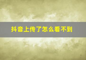 抖音上传了怎么看不到