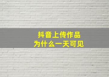 抖音上传作品为什么一天可见