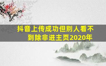 抖音上传成功但别人看不到除非进主页2020年