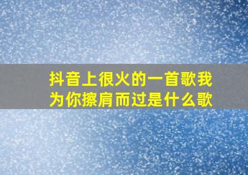 抖音上很火的一首歌我为你擦肩而过是什么歌