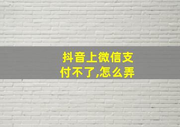 抖音上微信支付不了,怎么弄