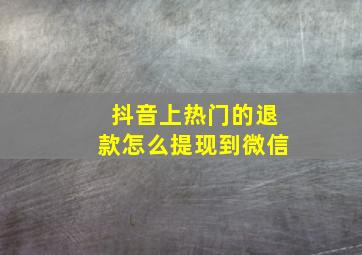 抖音上热门的退款怎么提现到微信