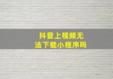 抖音上视频无法下载小程序吗