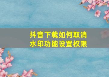 抖音下载如何取消水印功能设置权限