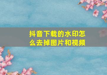 抖音下载的水印怎么去掉图片和视频