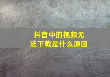 抖音中的视频无法下载是什么原因