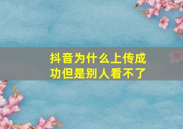 抖音为什么上传成功但是别人看不了