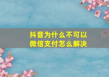 抖音为什么不可以微信支付怎么解决